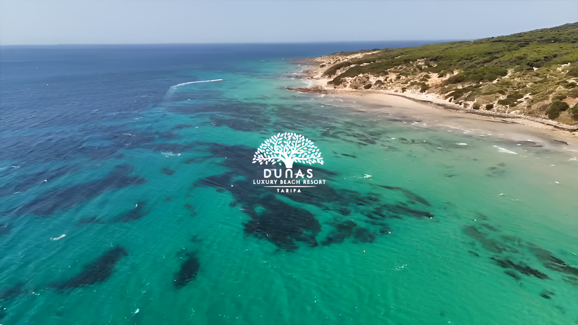 Valdevaqueros beach and the dunes beside Dunas Luxury Beach Resort, from the air